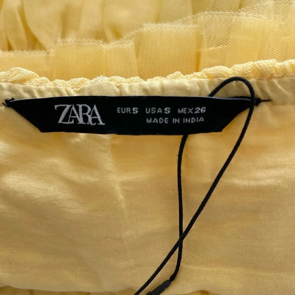 Zara ruffled tulle tank crop top in butter yellow - Picture 9 of 11